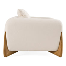 Han Contemporary Cream Fabric and Walnut Lounge Chair