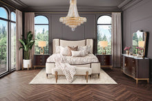 Camellia Field Upholstered Bed - Warm Pecan