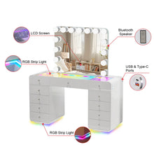 Eliz Vanity Desk with RGB light including vanity mirror