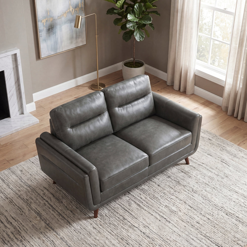 Graphite Top-Grain Leather Loveseat