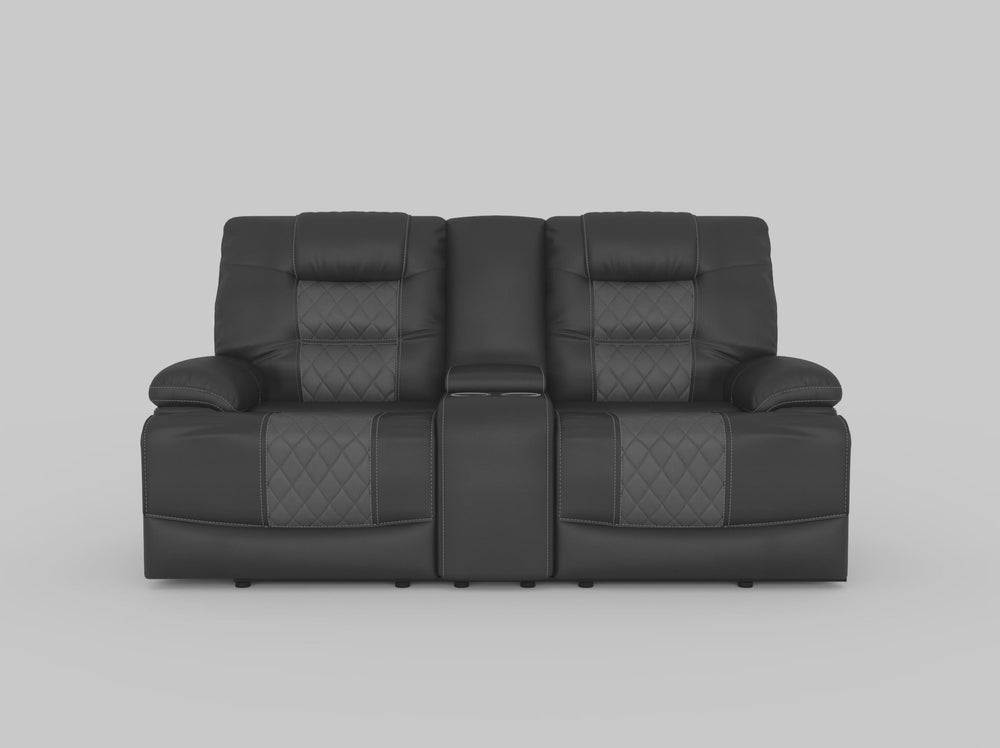 Fabian Double Glider Reclining Love Seat with Center Console, Receptacles and USB Ports