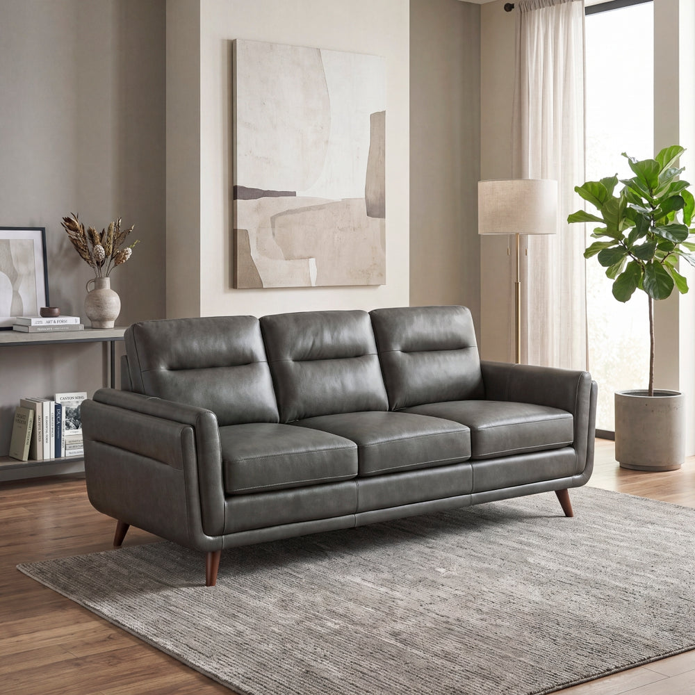 Graphite Top-Grain Leather Sofa