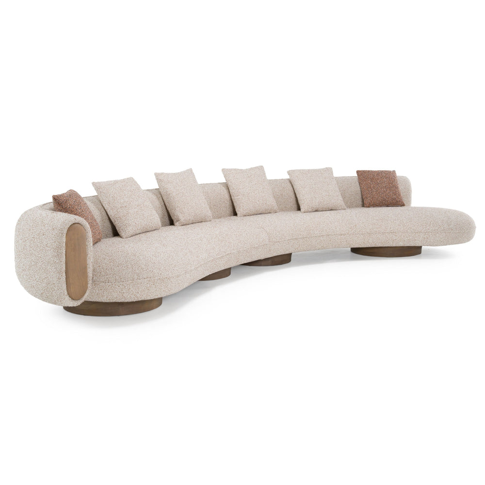 Amber Rose Curved Boucle Fabric Sectional Sofa