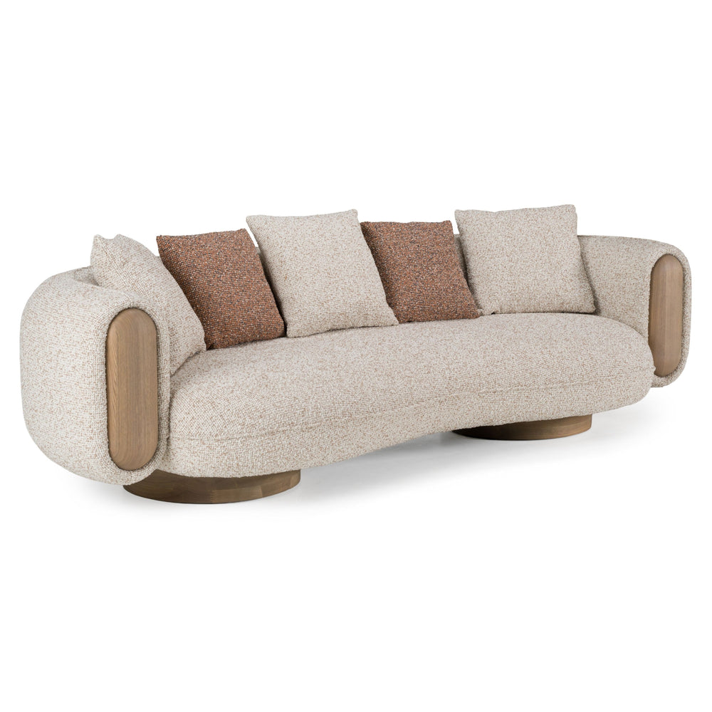 Amber Wood Multicolored Boucle Fabric + Ash Sofa