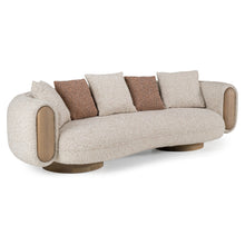 Amber Wood Multicolored Boucle Fabric + Ash Sofa