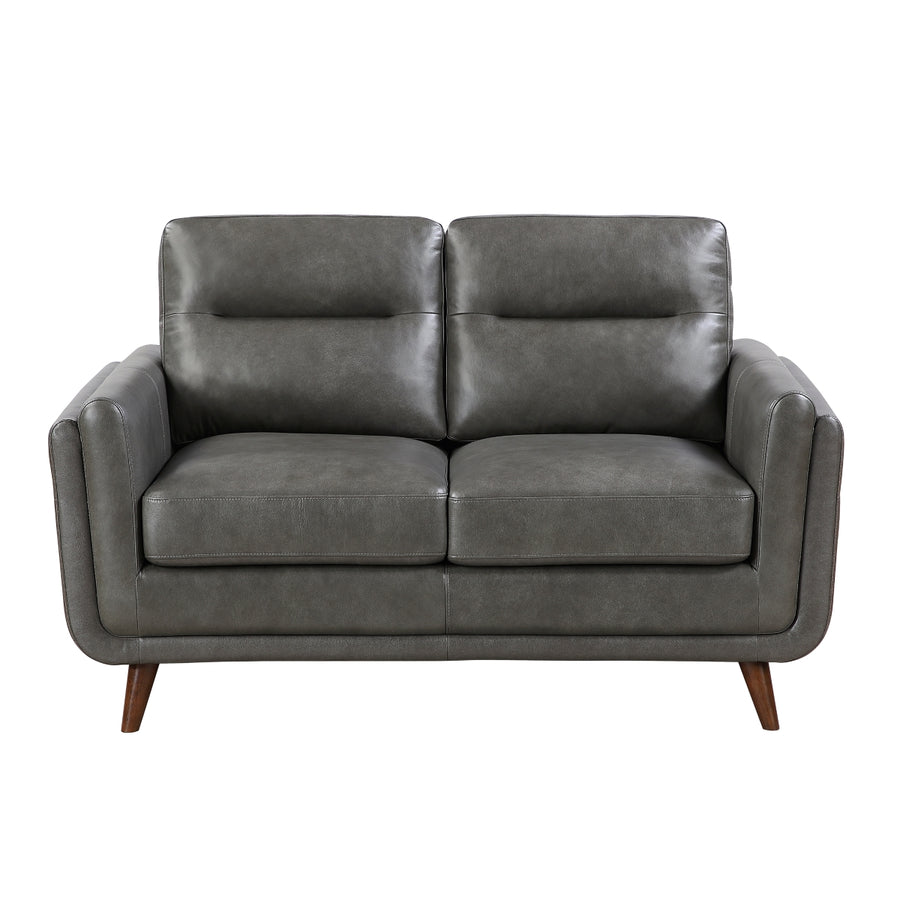Graphite Top-Grain Leather Loveseat
