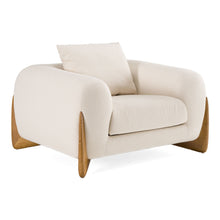 Han Contemporary Cream Fabric and Walnut Lounge Chair