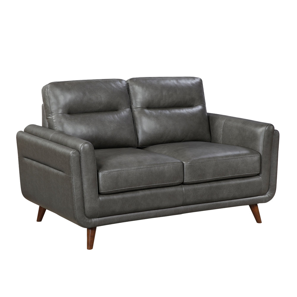 Graphite Top-Grain Leather Loveseat