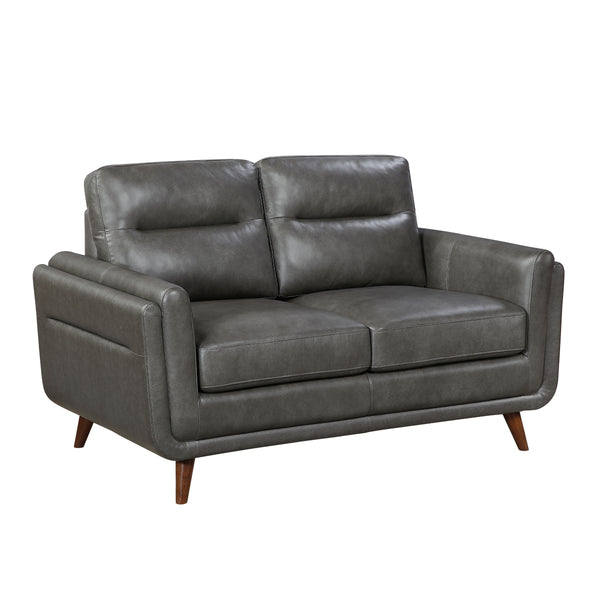Graphite Top-Grain Leather Loveseat alternate view