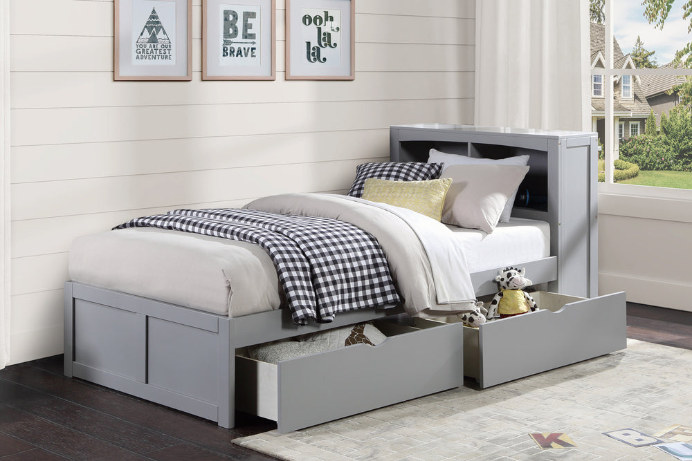 Orion (3) Twin Bookcase Bed with Storage Boxes - view 4