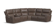 Carter Cappuccino Fabric Power Reclining Sectional with Power Headrests & Lumbar