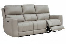 Venezia Cement Leather Power Reclining Sofa with Power Headrest
