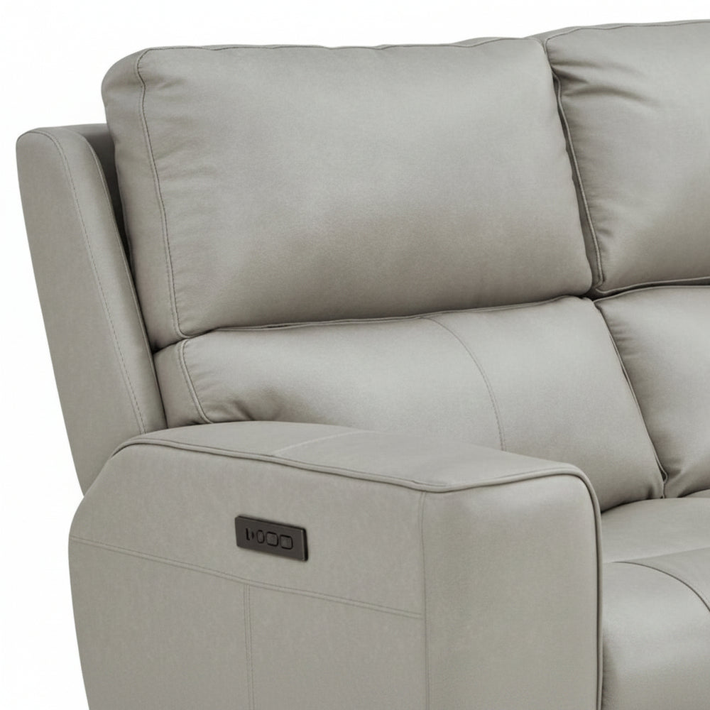 Venezia Cement Leather Power Reclining Sofa with Power Headrest