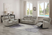 Venezia Cement Leather Power Reclining Sofa with Power Headrest