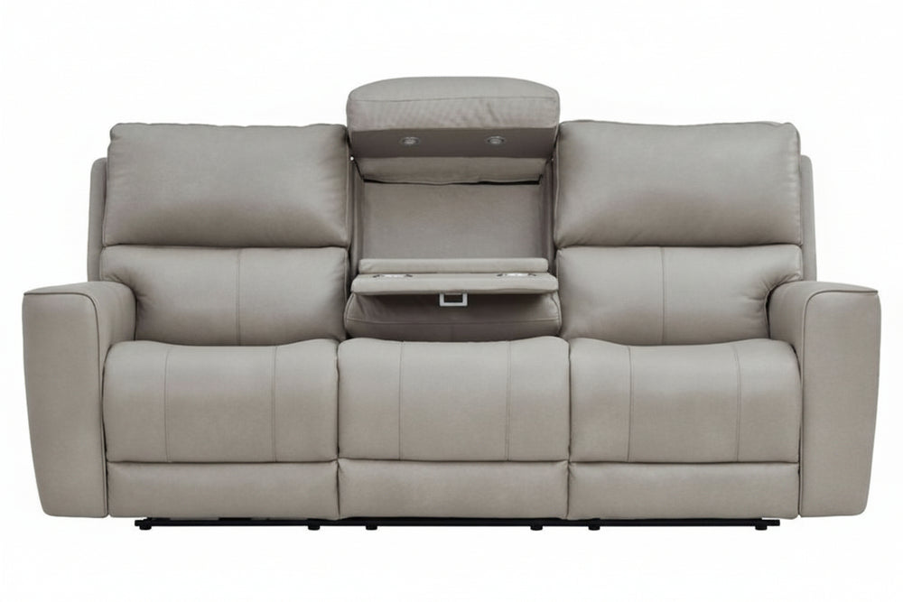 Venezia Cement Leather Power Reclining Sofa with Power Headrest