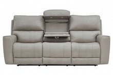 Venezia Cement Leather Power Reclining Sofa with Power Headrest