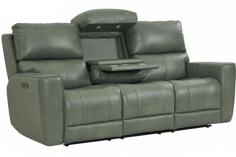 Venezia Cement Leather Power Reclining Sofa with Power Headrest