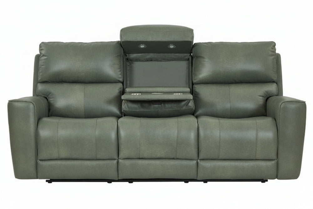 Venezia Cement Leather Power Reclining Sofa with Power Headrest