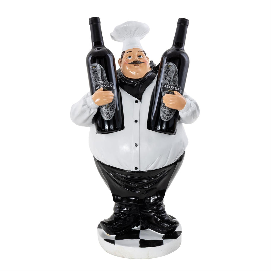 White Polystone Chef Wine Holder, 2-Bottle, 24