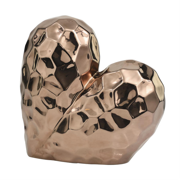 Rose Gold Ceramic Heart Sculpture, 11