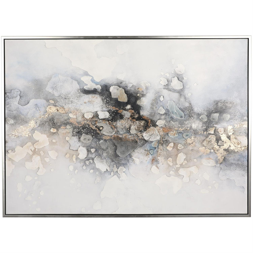Framed Canvas Abstract Wall Art with Gold Foil Accent, 65