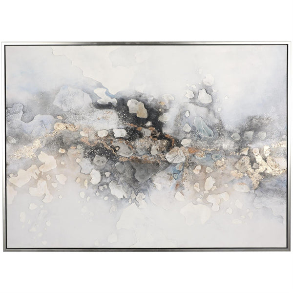 Framed Canvas Abstract Wall Art with Gold Foil Accent, 65