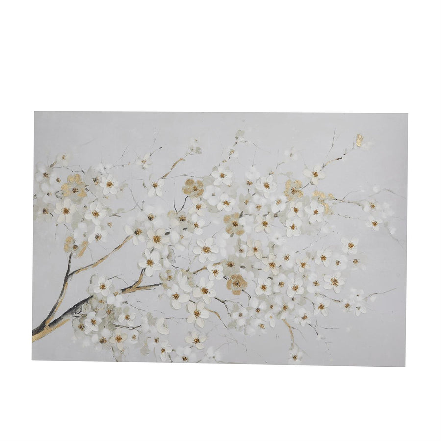 White Floral Branch Canvas Wall Art, 84