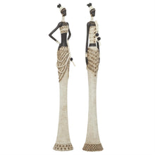 White Polyresin African Woman Sculptures, Set of 2, 31