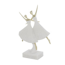 Cream Polystone Ballet Dancers Sculpture with Gold Accents, 13
