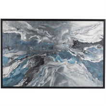 Blue Abstract Canvas Wall Art with Silver Foil, Black Frame, 30