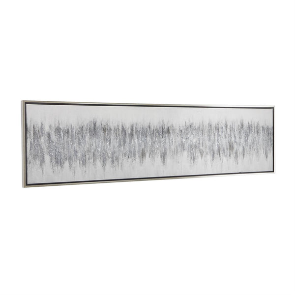 Gray Abstract Canvas Wall Art with Silver Frame, 71