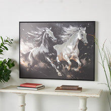 Black Aluminum Running Horses Wall Art with Orange Accents, 40