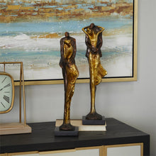 Bronze Polystone Hugging Couple Sculptures, Set of 2, 17