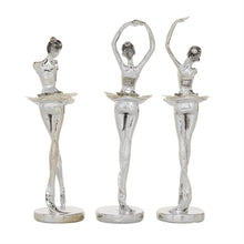Silver Polystone Ballet Dancer Sculptures with Capiz Inlay, Set of 3