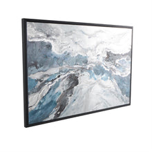 Blue Abstract Canvas Wall Art with Silver Foil, Black Frame, 30