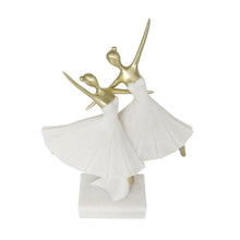 Cream Polystone Ballet Dancers Sculpture with Gold Accents, 13