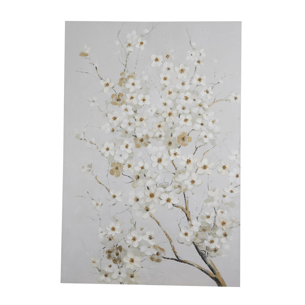 White Floral Branch Canvas Wall Art, 84