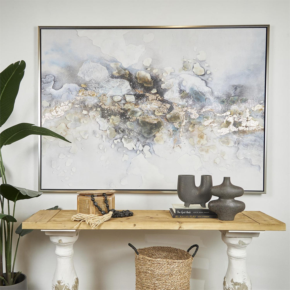 Framed Canvas Abstract Wall Art with Gold Foil Accent, 65