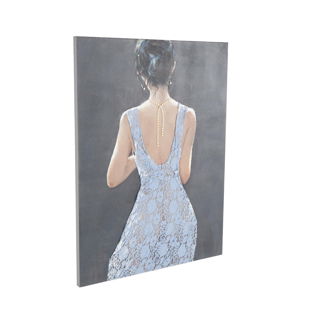 Woman in Blue Dress Canvas Wall Art with Gold Jewels, 36
