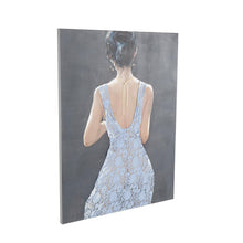 Woman in Blue Dress Canvas Wall Art with Gold Jewels, 36