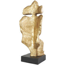 Gold Polystone Face Sculpture with Black Base, 40