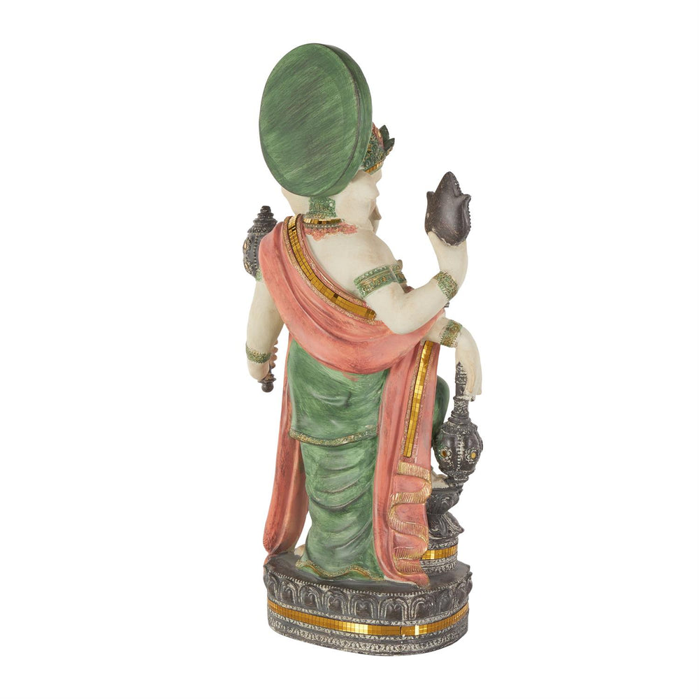 Gold Resin Ganesh Sculpture with Color Accents, 27