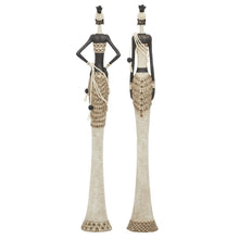 White Polyresin African Woman Sculptures, Set of 2, 31