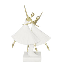 Cream Polystone Ballet Dancers Sculpture with Gold Accents, 13