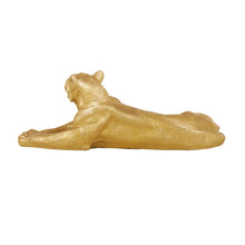 Gold Resin Reclining Leopard Sculpture, 44