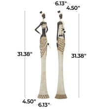 White Polyresin African Woman Sculptures, Set of 2, 31