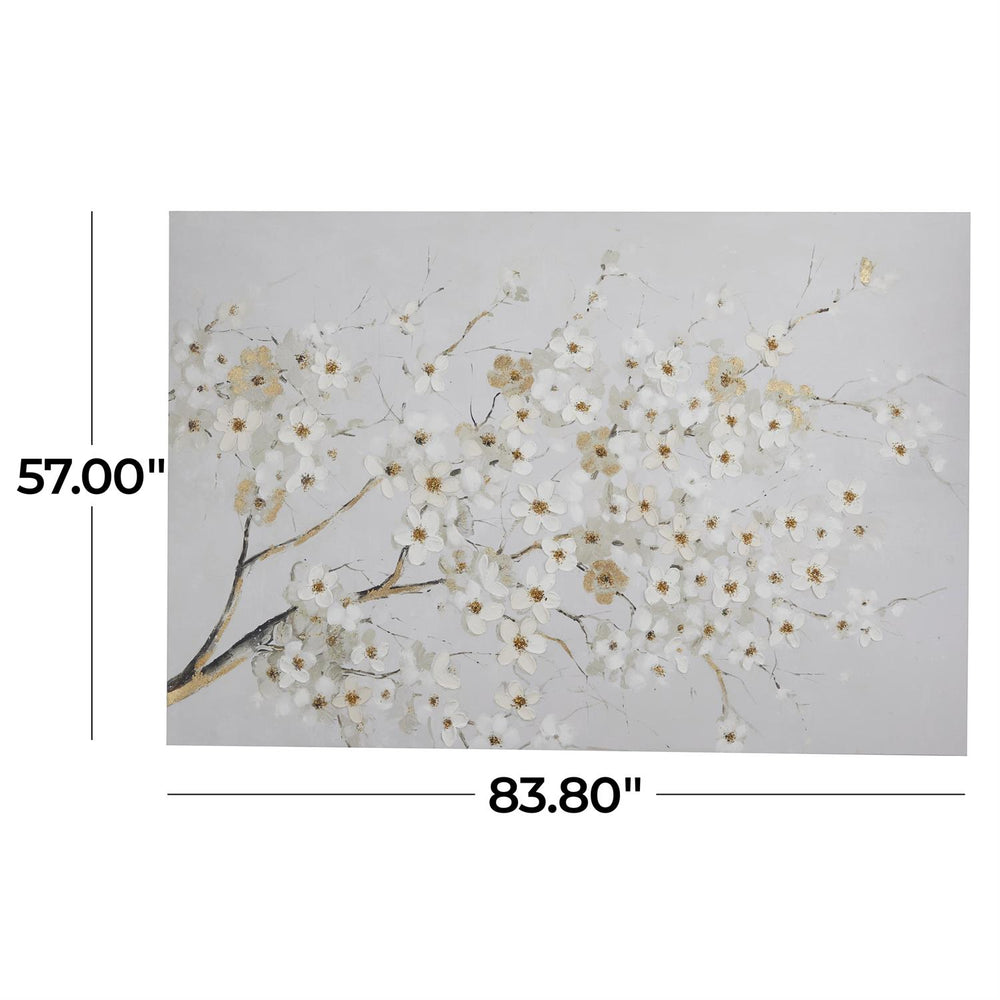 White Floral Branch Canvas Wall Art, 84