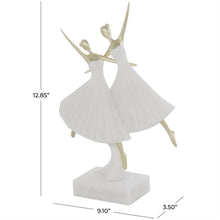 Cream Polystone Ballet Dancers Sculpture with Gold Accents, 13