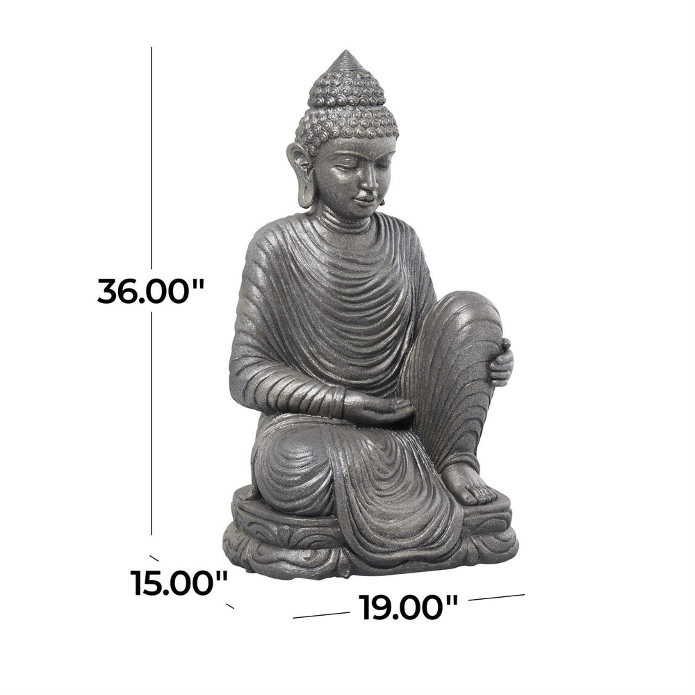Silver Magnesium Oxide Meditating Buddha Garden Sculpture, 36