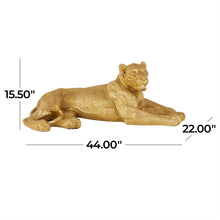 Gold Resin Reclining Leopard Sculpture, 44